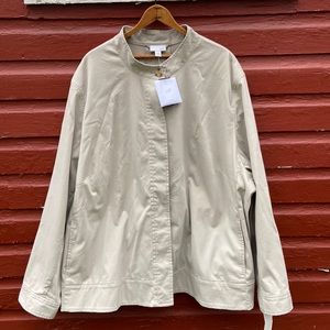 New! J. Jill Tan Button-Front A-Line Cotton Swing Trench Coat Women's Size 4X